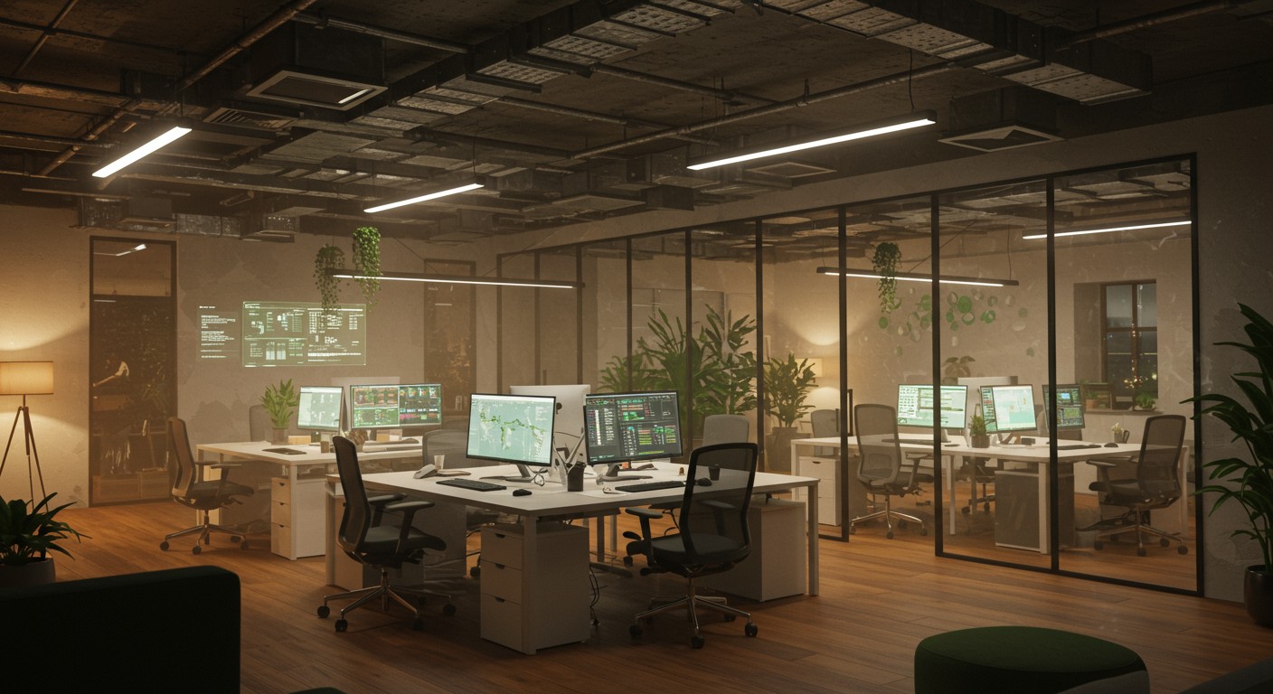 Download Cinematic Tech Startup Office Images Pack – 100 Images (16:9 JPG, Royalty-Free)