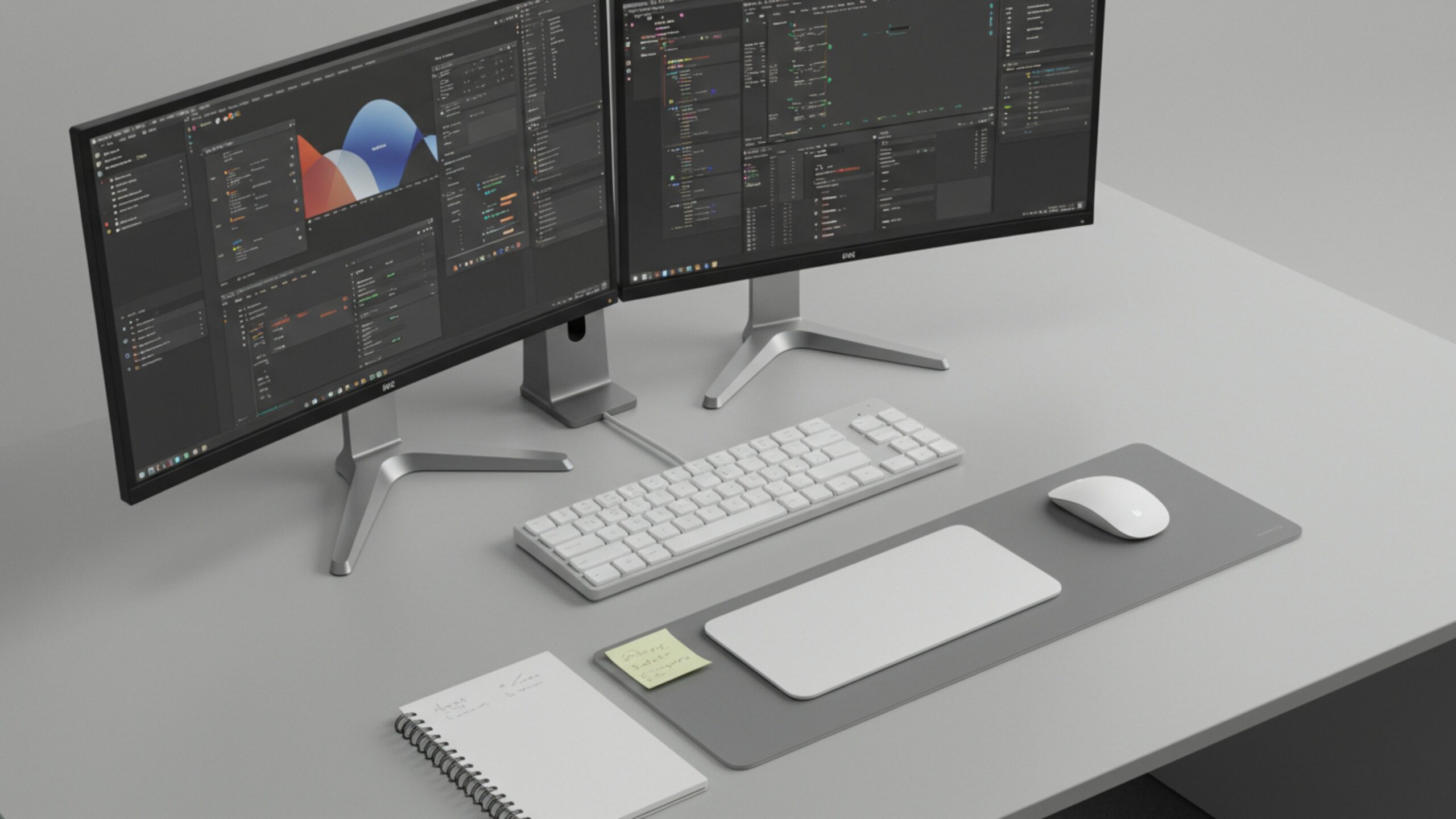 Download Workspace with Dual Monitors 4K Images – 100 Cinematic Renders (Royalty-Free)