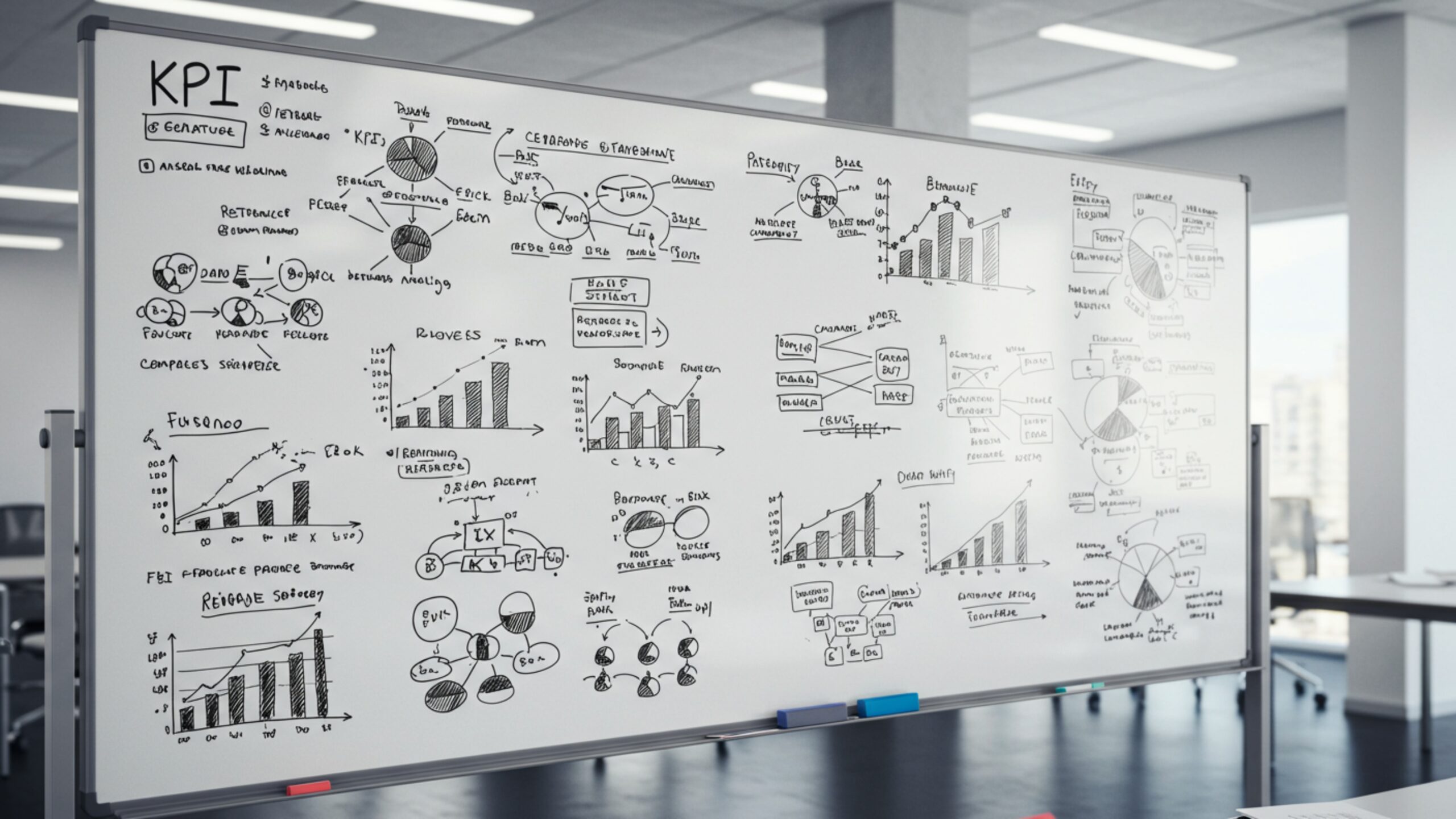 Download Whiteboard with Business Metrics or Growth Goals – 100 Cinematic Renders (Royalty-Free)
