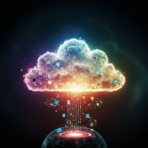 Cloud tech and saas art by pixlelo.com