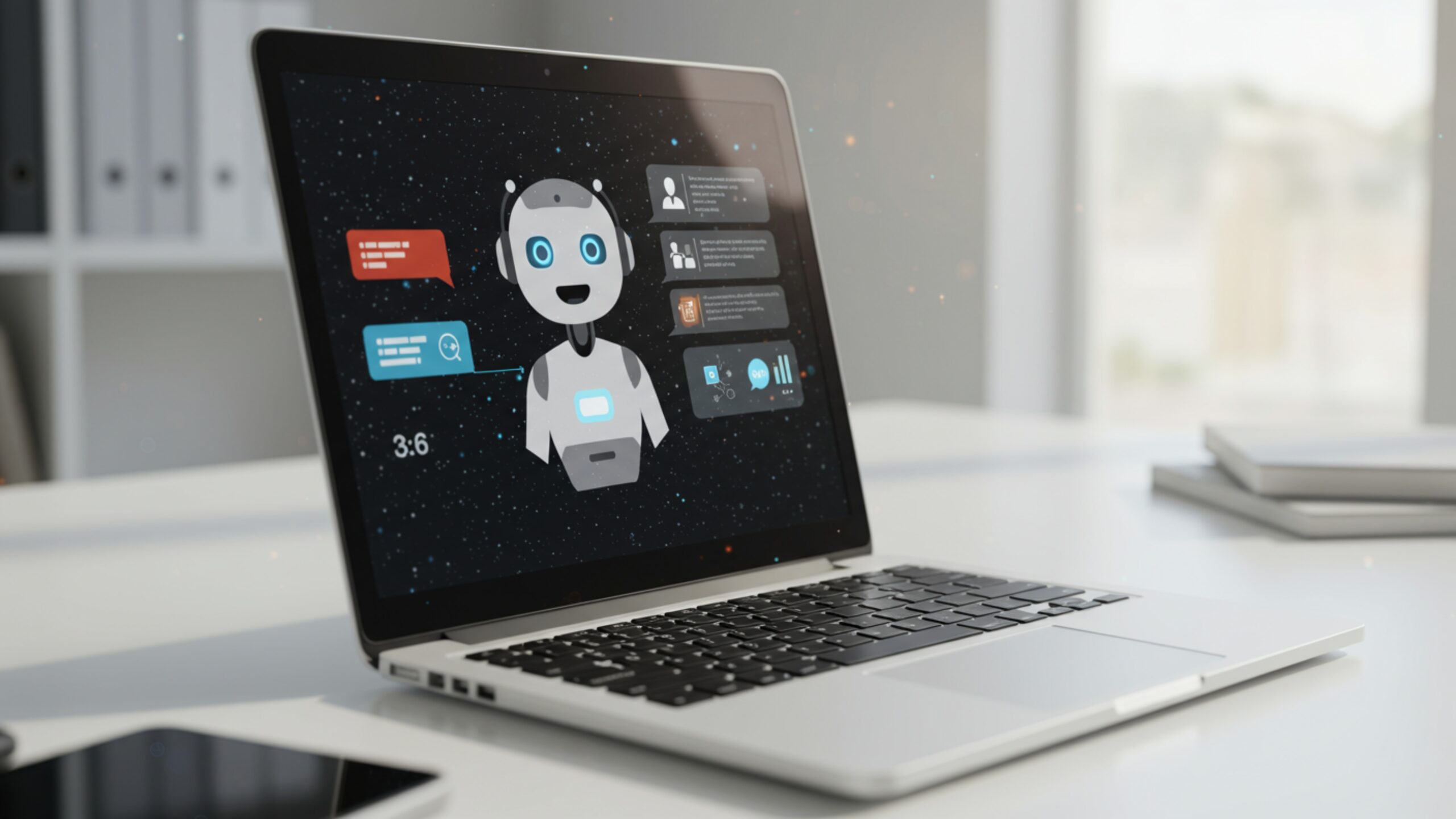 Download AI-Powered Chatbot UI on Business Laptop – 100 AI-Generated 4K JPGs (Royalty-Free)